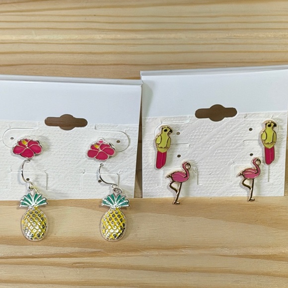 Tropical Jewelry - Tropical Escape Pink and Yellow Pineapple Earrings
